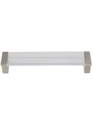 Positano Clear Cabinet Pull - 5 inch Center-to-Center in Satin Nickel/Clear.